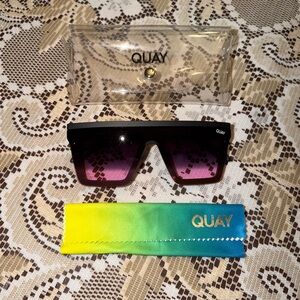 Quay Australia Black Frame Sunglasses with Purple Lenses